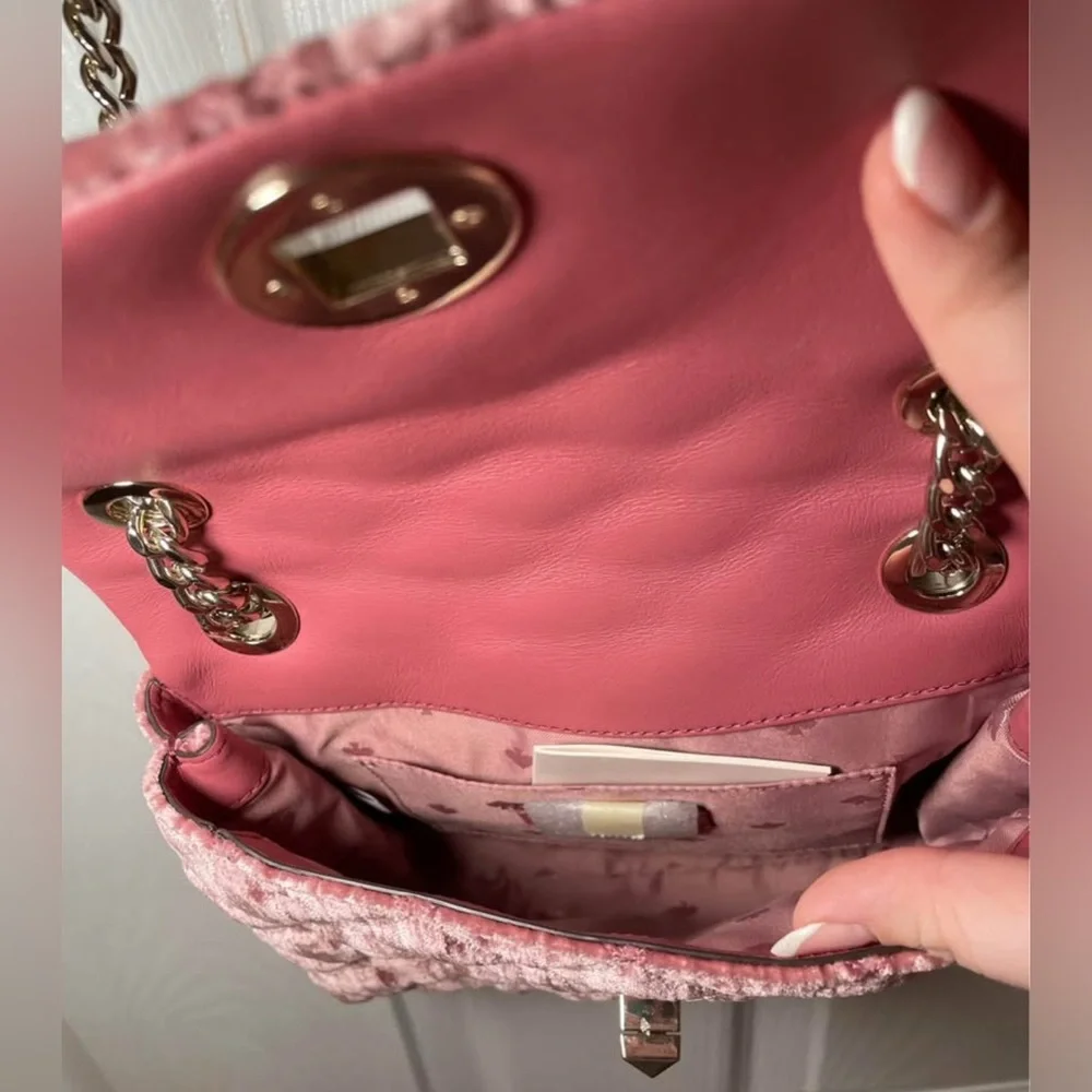 Kate Spade Blush Quilted Velvet Shoulder Bag - Picture 4 of 5